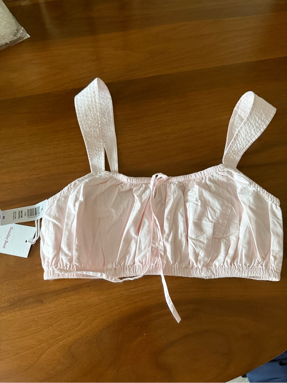 Sunday best Light Pink Cotton Bralette with Tie Front